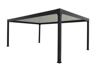 Pergola bioclimatique autoportante+led GREEN OUTSIDE Ménéa aluminium noir, 15 m²