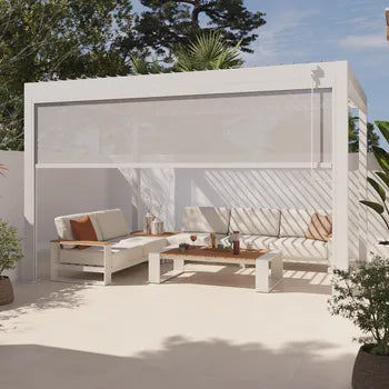 Pergola bioclimatique autoportante NATERIAL Astra aluminium blanc, 11.79 m²
