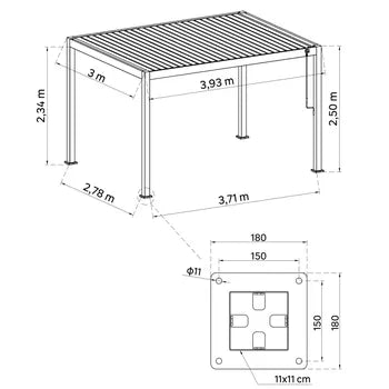 Pergola bioclimatique autoportante NATERIAL Astra aluminium blanc, 11.79 m²