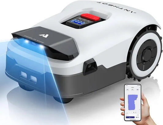 Tondeuse Robot sans Fil Périphérique,pour Pelouses Jusqu’à 1500m², RTK Full Band + Vision IA 4 Yeux,Cartographie Automatique,20 Zones,Redkey Genie 800