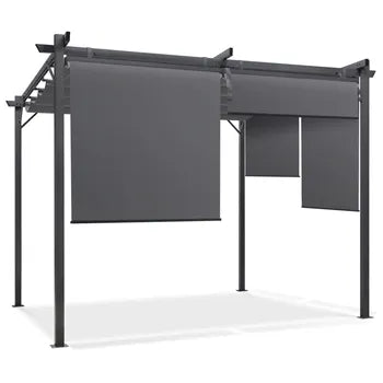 Pergola édition spéciale toit rétractable 3x4 M et 4 stores gris anthracite