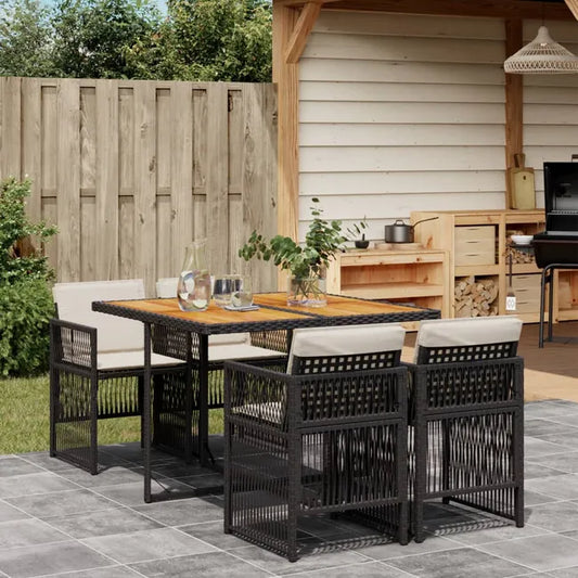 Ensemble à manger de jardin coussins 5pcs Noir Résine tressée vidaXL