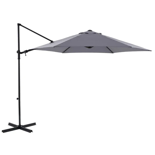 Parasol déporté Polar II anthracite rond, L.290 x l.290 cm