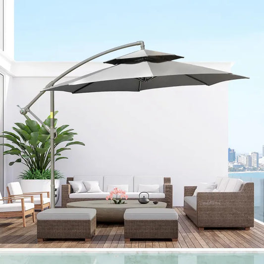 Parasol de Jardin Ampelschirm Ø2,67 x 2,45 m avec Base Croisée et Double Toit