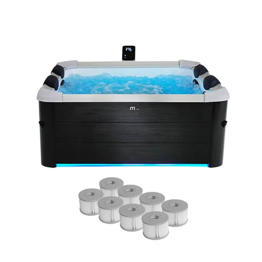SPA OSLO + 8 FILTRES SPA Spa rigide MSPA 6 places 4 coussins hydromassages. 8 filtres et bâche incluse 160 cm x 65 cm