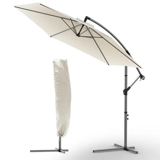 Parasol déporté inclinable 3M avec housse de protection Beige