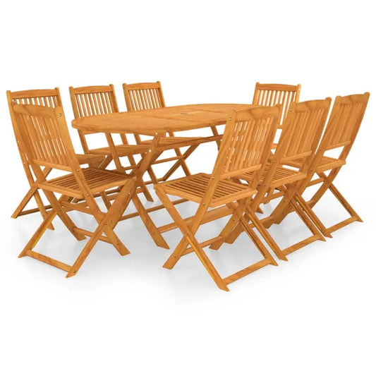 Ensemble à manger de jardin pliable 9 pcs bois d acacia solide