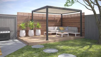 Pergola bioclimatique autoportante Prima aluminium gris anthracite, 12m²