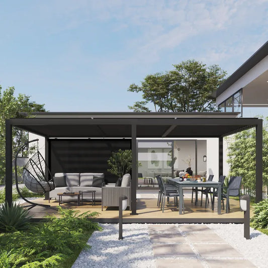 Pergola bioclimatique autoportante NATERIAL Clima alu gris anthracite, 17.17 m²
