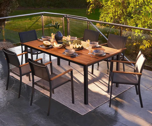 Salon de jardin aluminium gris anthracite Oris butterfly NATERIAL 6 personnes